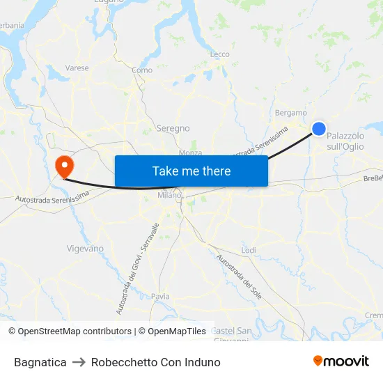 Bagnatica to Robecchetto Con Induno map