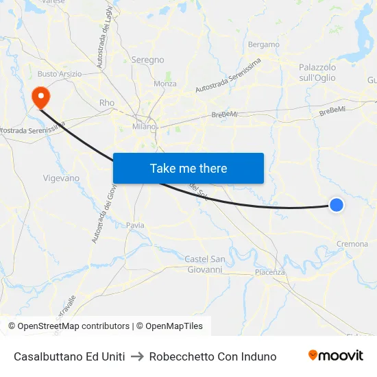 Casalbuttano Ed Uniti to Robecchetto Con Induno map