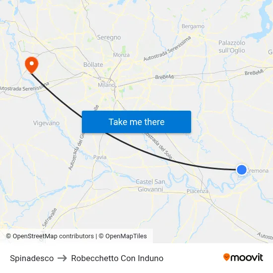 Spinadesco to Robecchetto Con Induno map