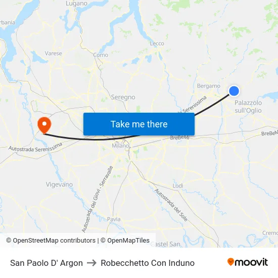 San Paolo D' Argon to Robecchetto Con Induno map