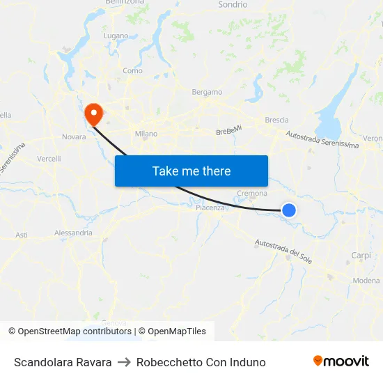Scandolara Ravara to Robecchetto Con Induno map
