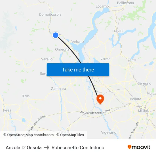 Anzola d'Ossola to Robecchetto Con Induno map
