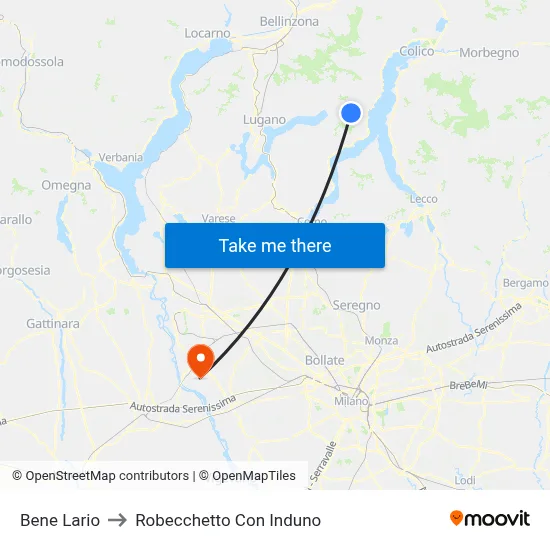 Bene Lario to Robecchetto Con Induno map