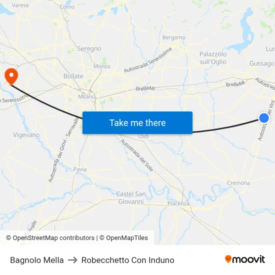 Bagnolo Mella to Robecchetto Con Induno map