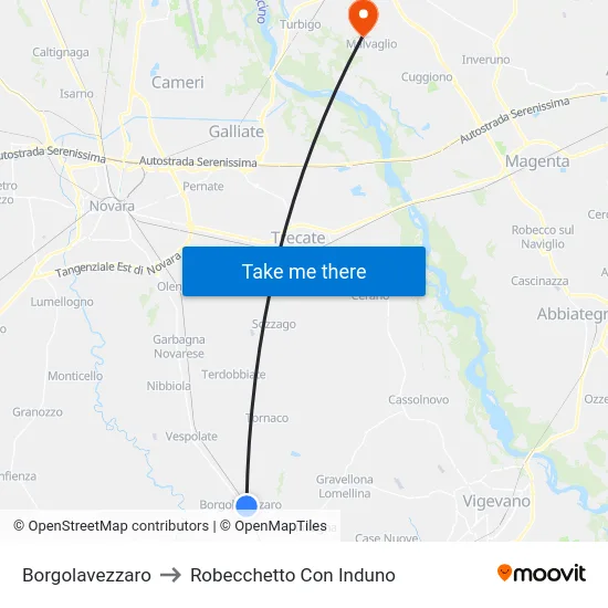 Borgolavezzaro to Robecchetto Con Induno map