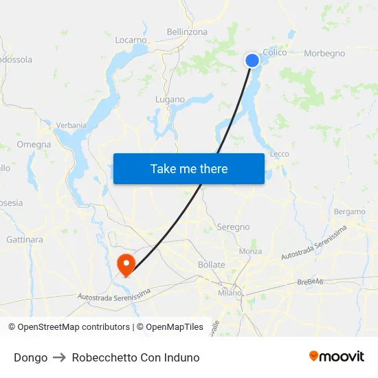 Dongo to Robecchetto Con Induno map