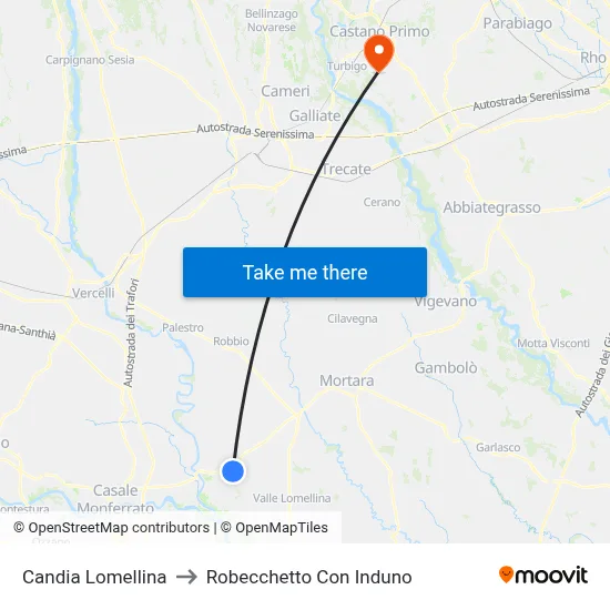 Candia Lomellina to Robecchetto Con Induno map