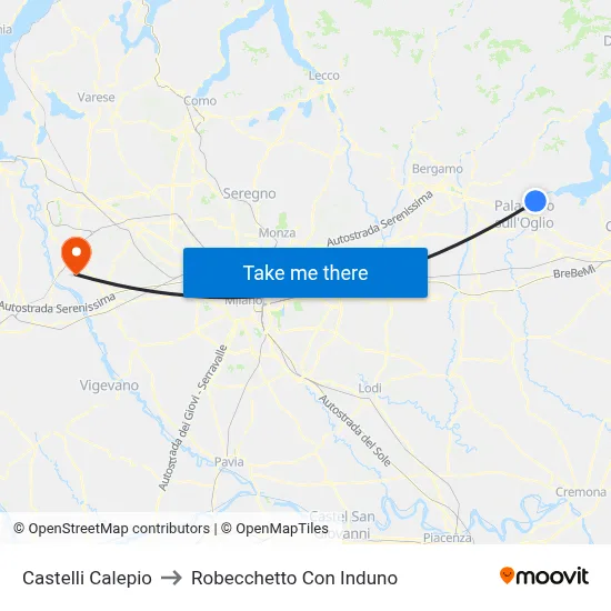 Castelli Calepio to Robecchetto Con Induno map