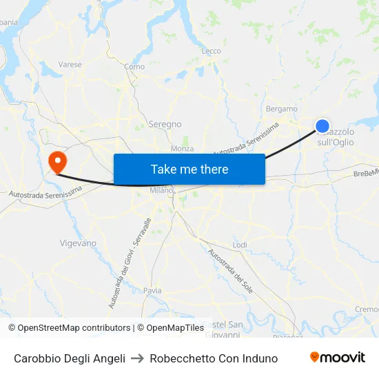 Carobbio Degli Angeli to Robecchetto Con Induno map