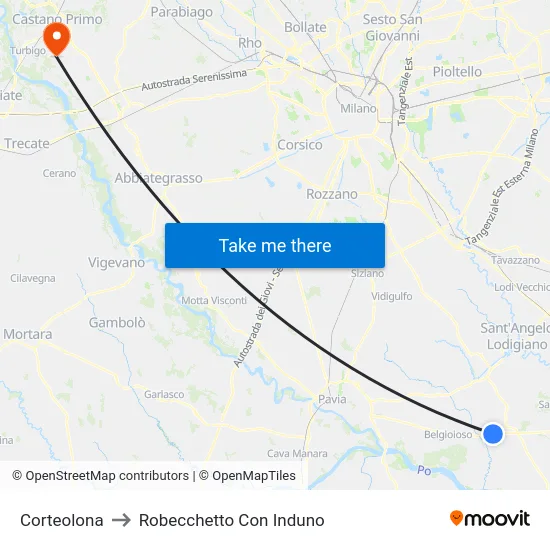 Corteolona to Robecchetto Con Induno map