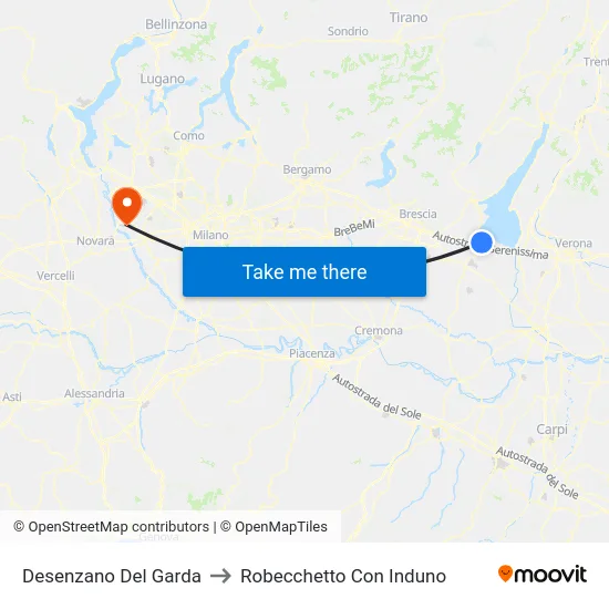 Desenzano del Garda to Robecchetto Con Induno map