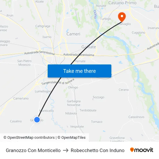 Granozzo Con Monticello to Robecchetto Con Induno map