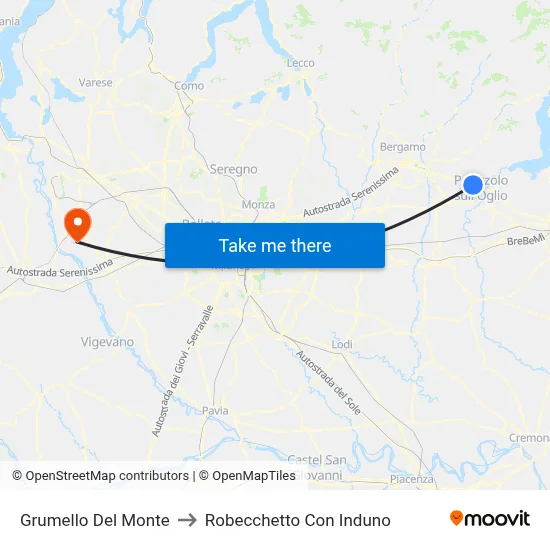 Grumello Del Monte to Robecchetto Con Induno map