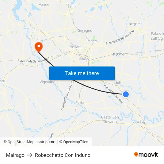 Mairago to Robecchetto Con Induno map