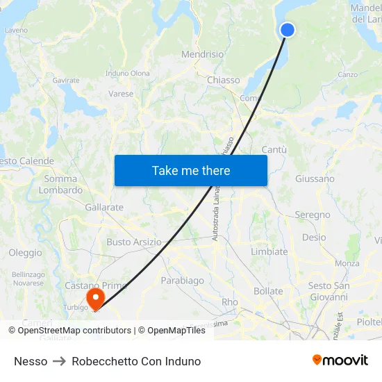 Nesso to Robecchetto Con Induno map