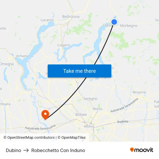 Dubino to Robecchetto Con Induno map