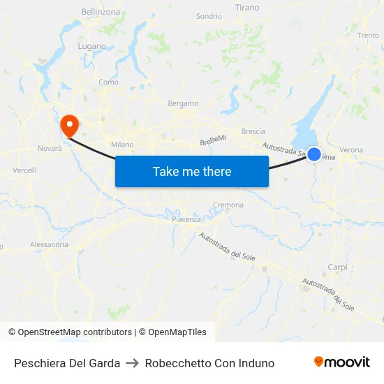 Peschiera Del Garda to Robecchetto Con Induno map