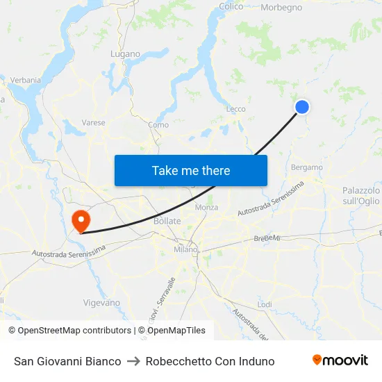 San Giovanni Bianco to Robecchetto Con Induno map