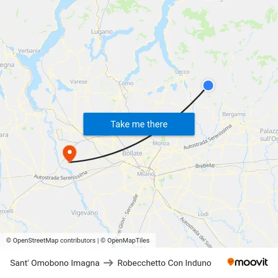Sant' Omobono Imagna to Robecchetto Con Induno map