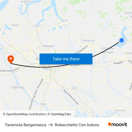 Tavernola Bergamasca to Robecchetto Con Induno map