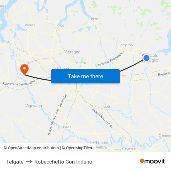 Telgate to Robecchetto Con Induno map