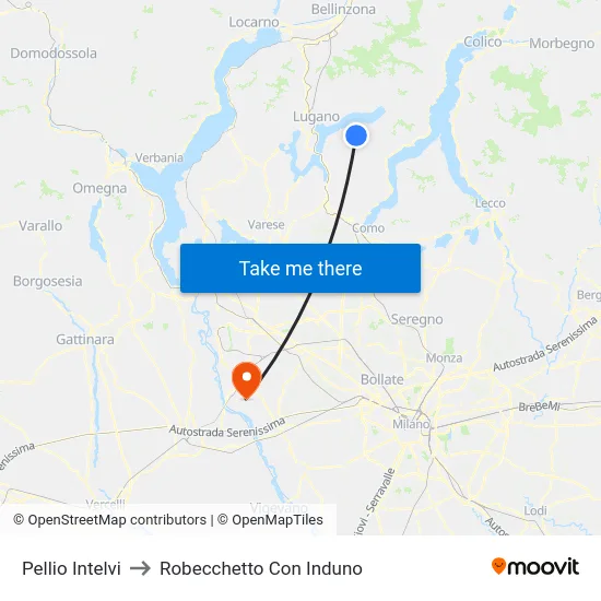 Pellio Intelvi to Robecchetto Con Induno map