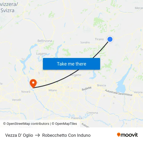 Vezza D' Oglio to Robecchetto Con Induno map