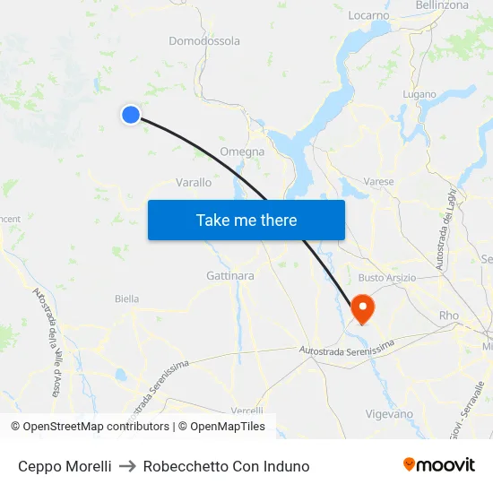 Ceppo Morelli to Robecchetto Con Induno map