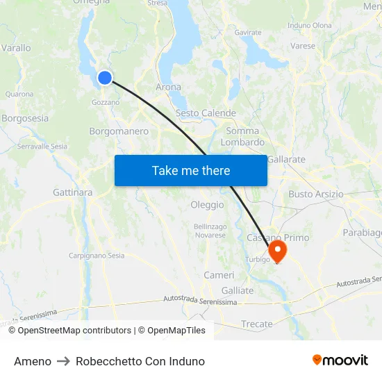 Ameno to Robecchetto Con Induno map