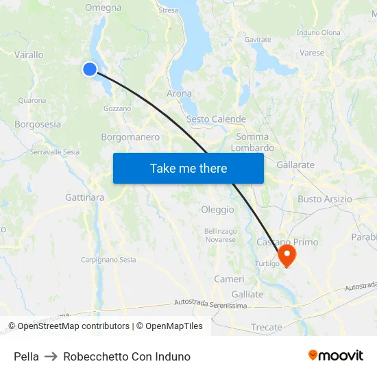 Pella to Robecchetto Con Induno map