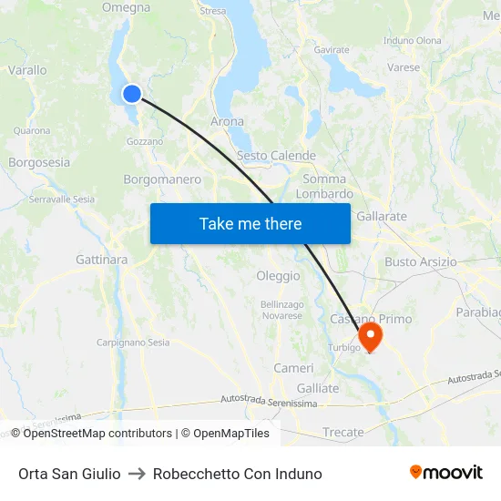 Orta San Giulio to Robecchetto Con Induno map