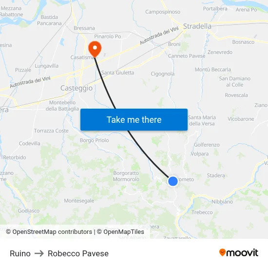 Ruino to Robecco Pavese map