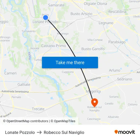 Lonate Pozzolo to Robecco Sul Naviglio map