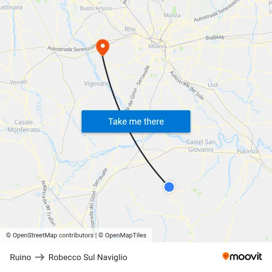 Ruino to Robecco Sul Naviglio map