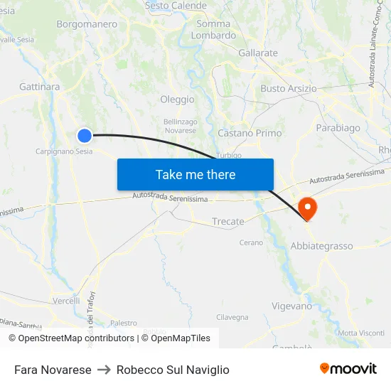 Fara Novarese to Robecco Sul Naviglio map