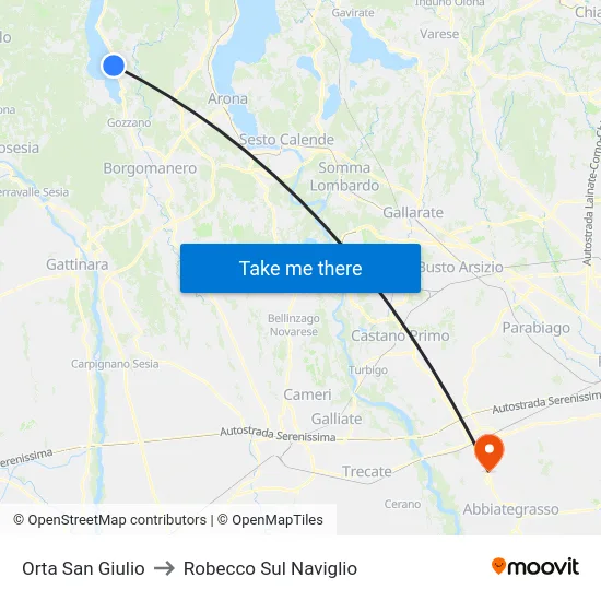 Orta San Giulio to Robecco Sul Naviglio map