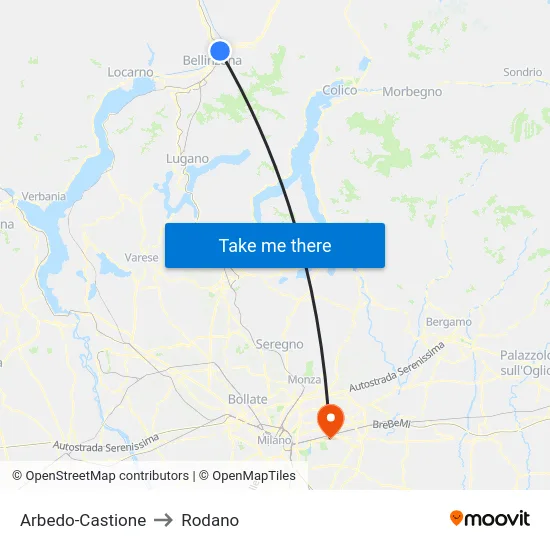 Arbedo-Castione to Rodano map