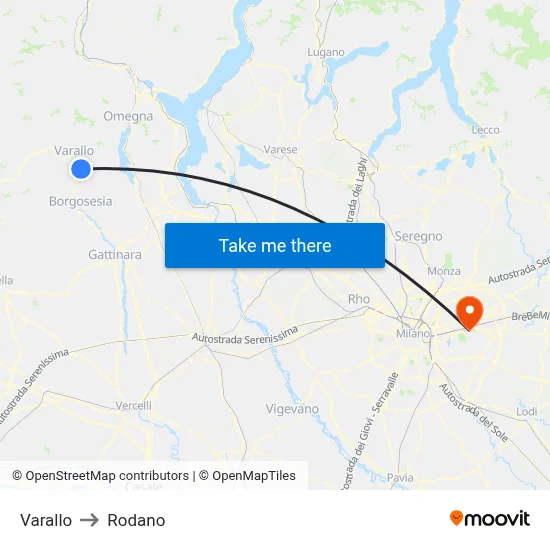 Varallo to Rodano map