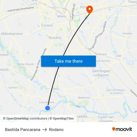 Bastida Pancarana to Rodano map