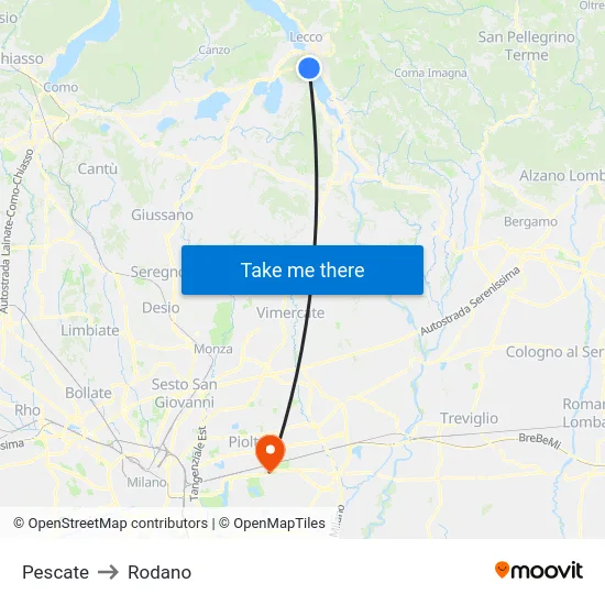 Pescate to Rodano map