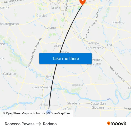 Robecco Pavese to Rodano map