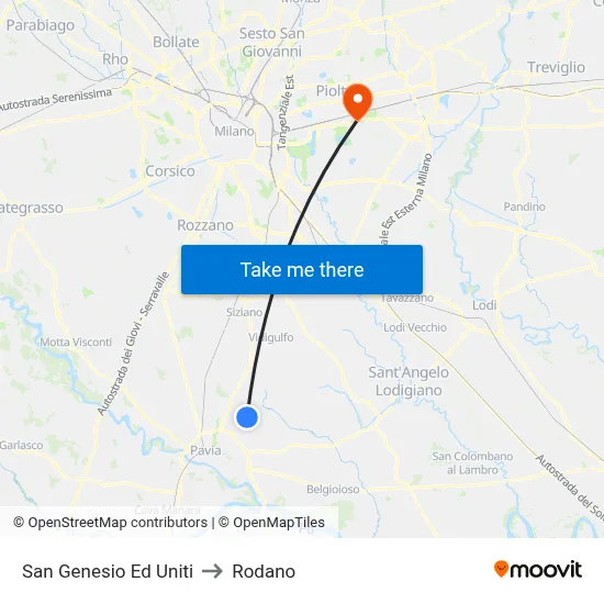 San Genesio Ed Uniti to Rodano map