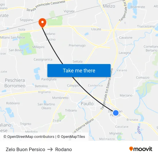 Zelo Buon Persico to Rodano map