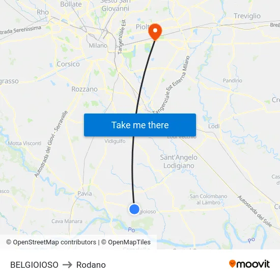 BELGIOIOSO to Rodano map