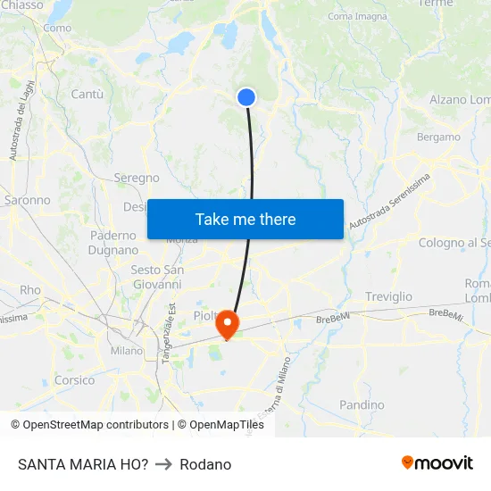 Santa Maria Ho? to Rodano map