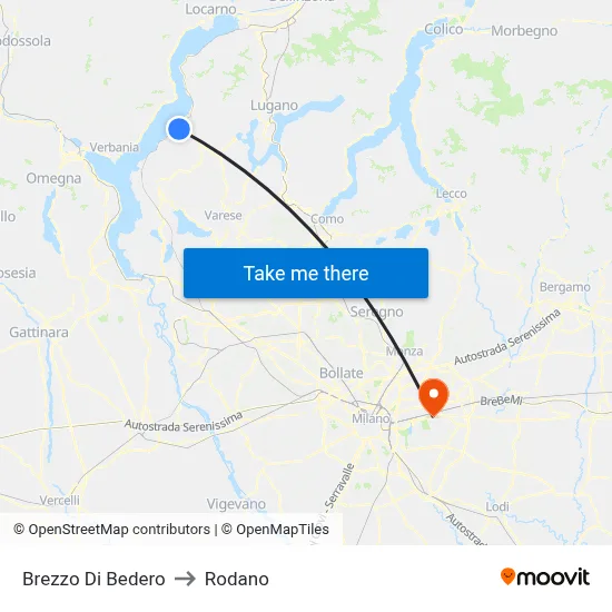 Brezzo Di Bedero to Rodano map