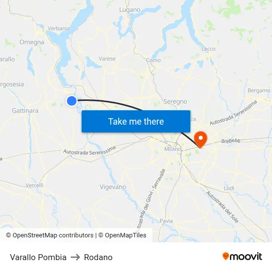 Varallo Pombia to Rodano map