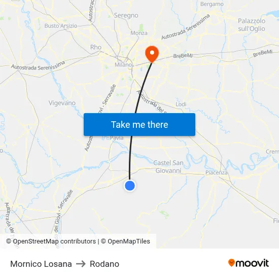 Mornico Losana to Rodano map