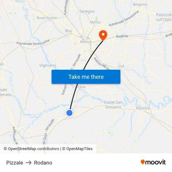 Pizzale to Rodano map
