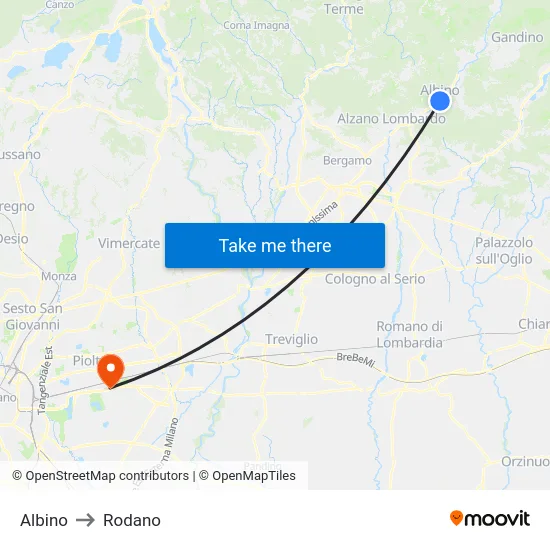 Albino to Rodano map